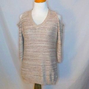 Knitted Cold Shoulder Sweater, (S)